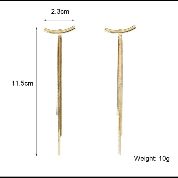 New Silver Bar Long Tassel Earrings - Picture 7 of 7